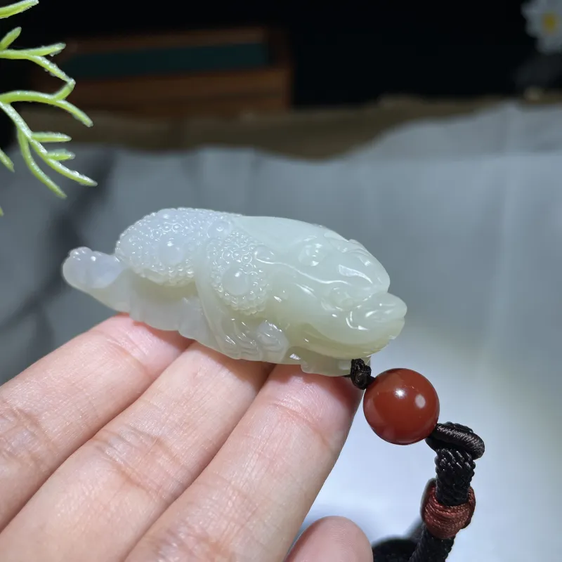 BUDOUXIAOAI Hetian Jade Handheld Piece White Jade Unisex-4