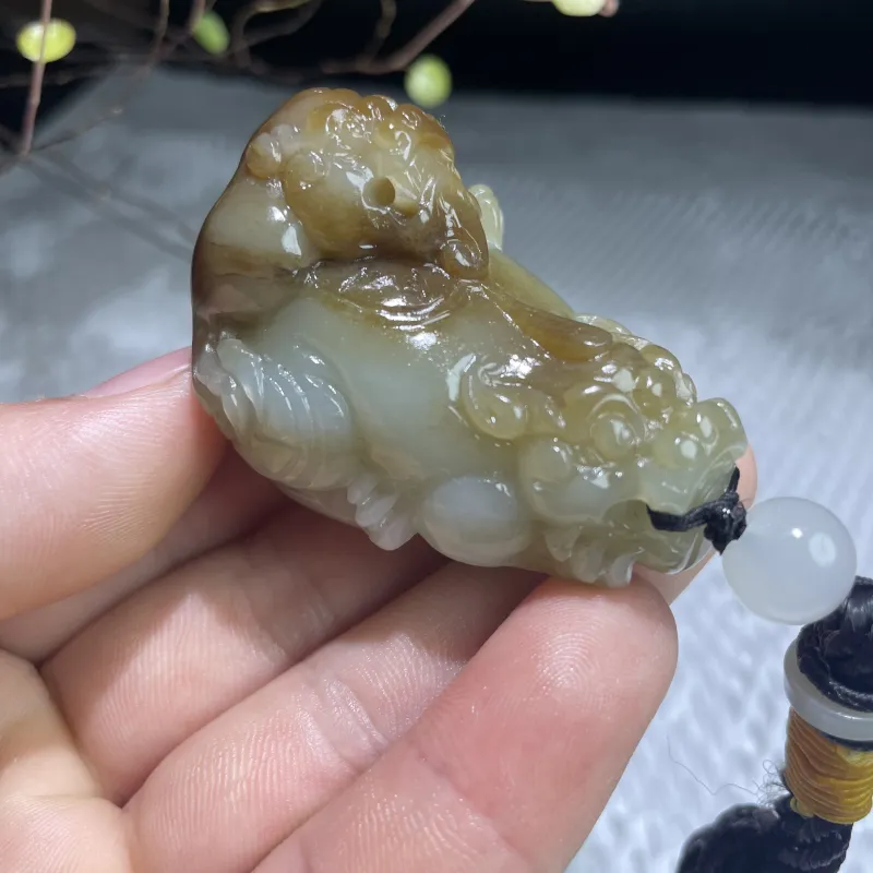 BUDOUXIAOAI Hetian Jade Handheld Piece Sugar Jade Men's-1