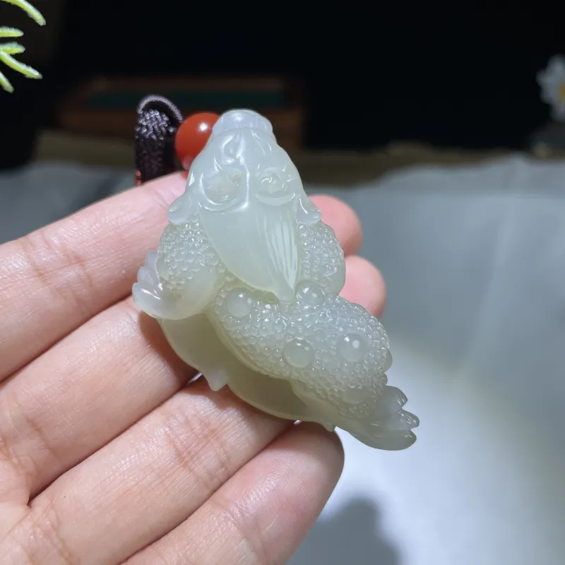 BUDOUXIAOAI Hetian Jade Handheld Piece White Jade Unisex-1