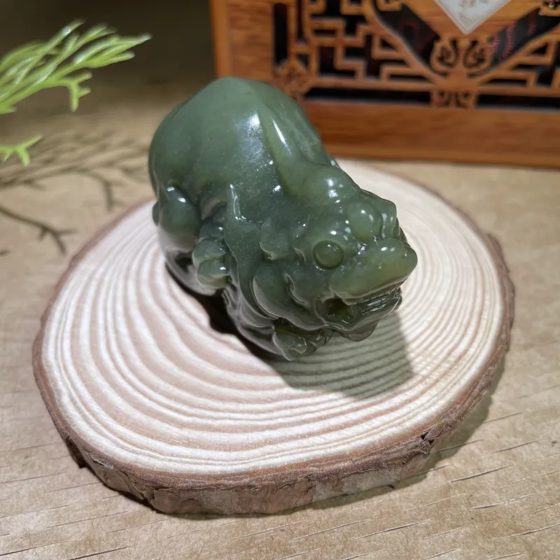 BUDOUXIAOAI Hetian Jade Handheld Piece Green Jade Men's-4
