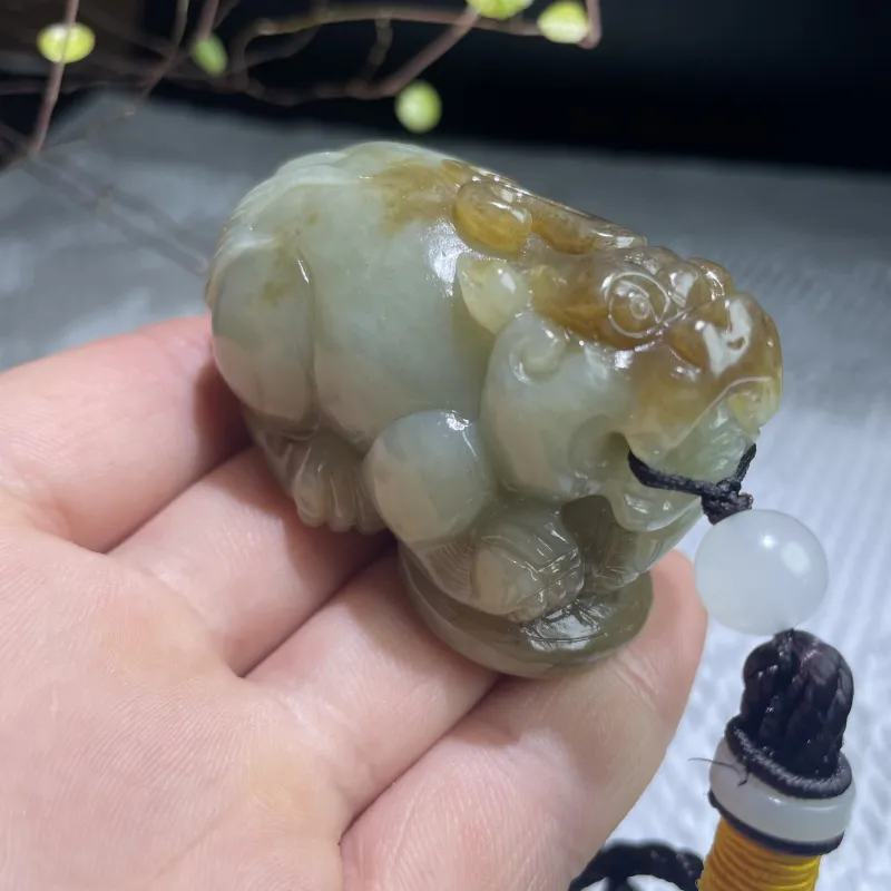 BUDOUXIAOAI Hetian Jade Handheld Piece White Jade/Pale Greenish White Jade Men's-3