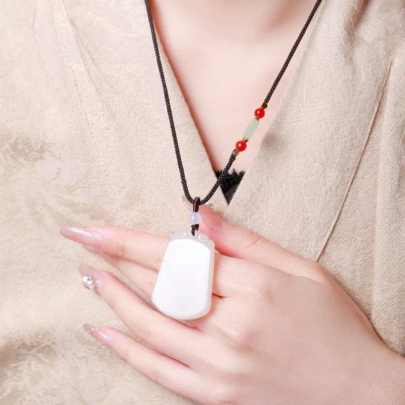 BUDOUXIAOAI Natural Chalcedony Necklaces Unisex-3