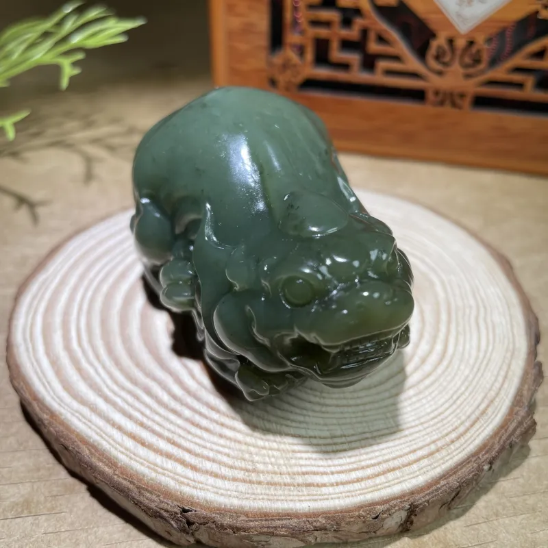 BUDOUXIAOAI Hetian Jade Handheld Piece Green Jade Unisex-5