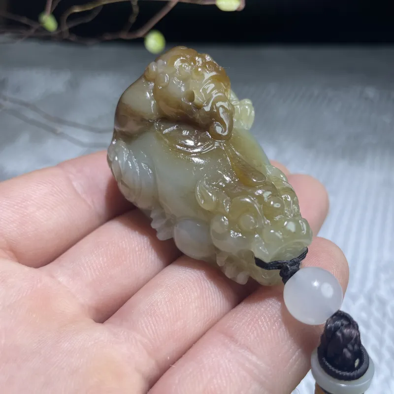 BUDOUXIAOAI Hetian Jade Handheld Piece Sugar Jade Men's-5