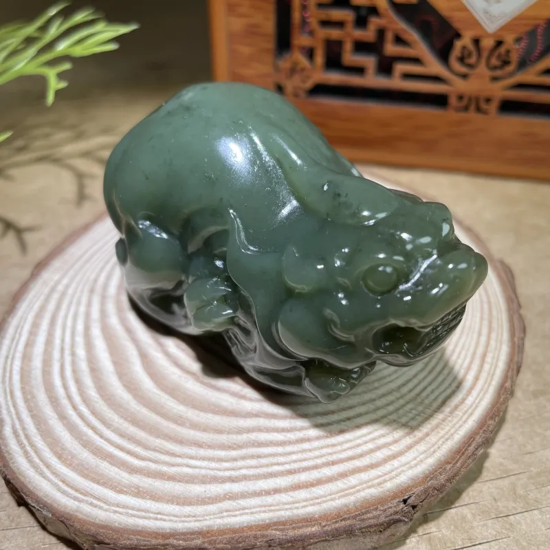 BUDOUXIAOAI Hetian Jade Handheld Piece Green Jade Unisex-2