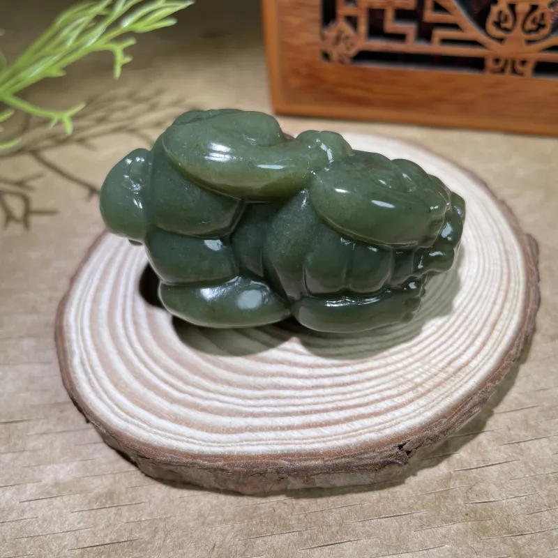 BUDOUXIAOAI Hetian Jade Handheld Piece Green Jade Men's-2