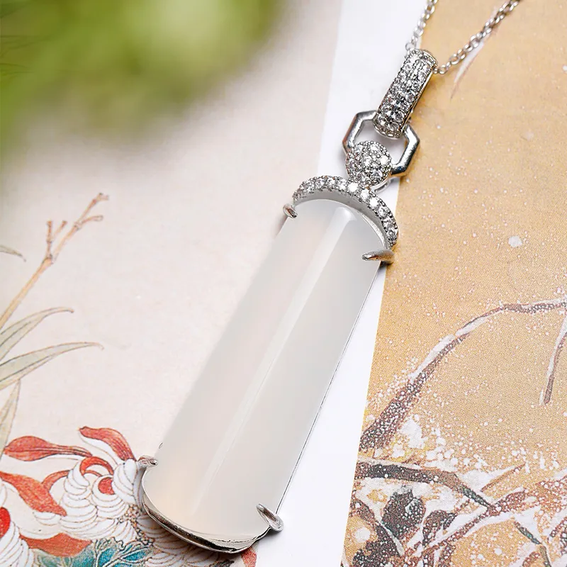 BUDOUXIAOAI Natural Chalcedony Necklaces Unisex-1