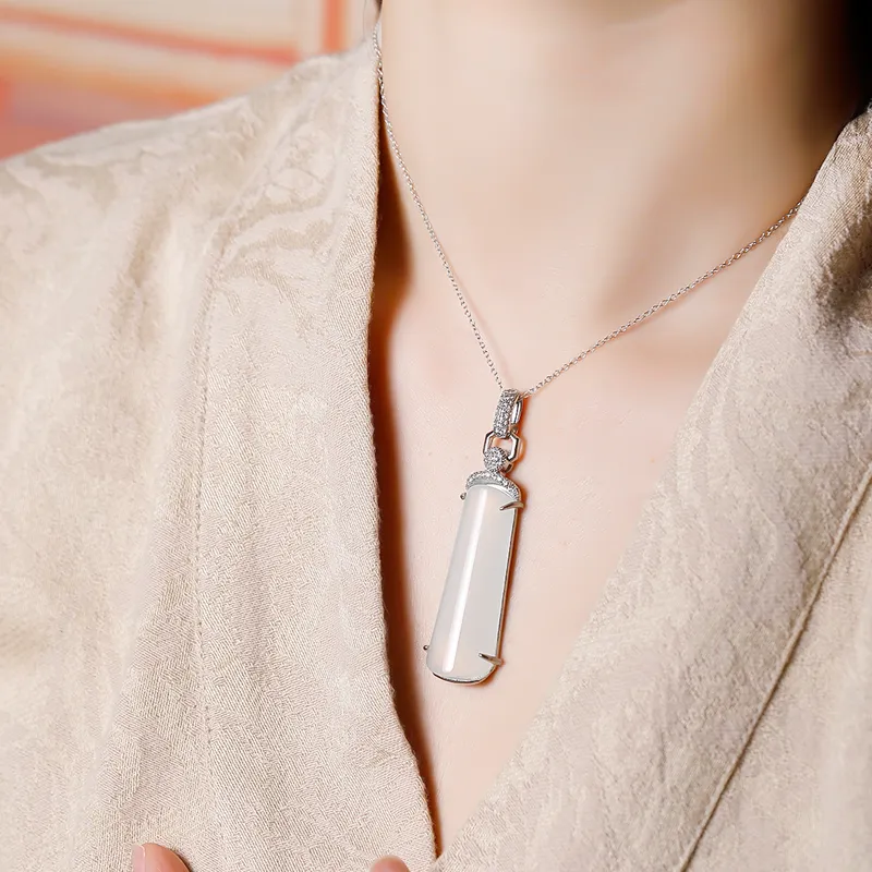 BUDOUXIAOAI Natural Chalcedony Necklaces Unisex-3