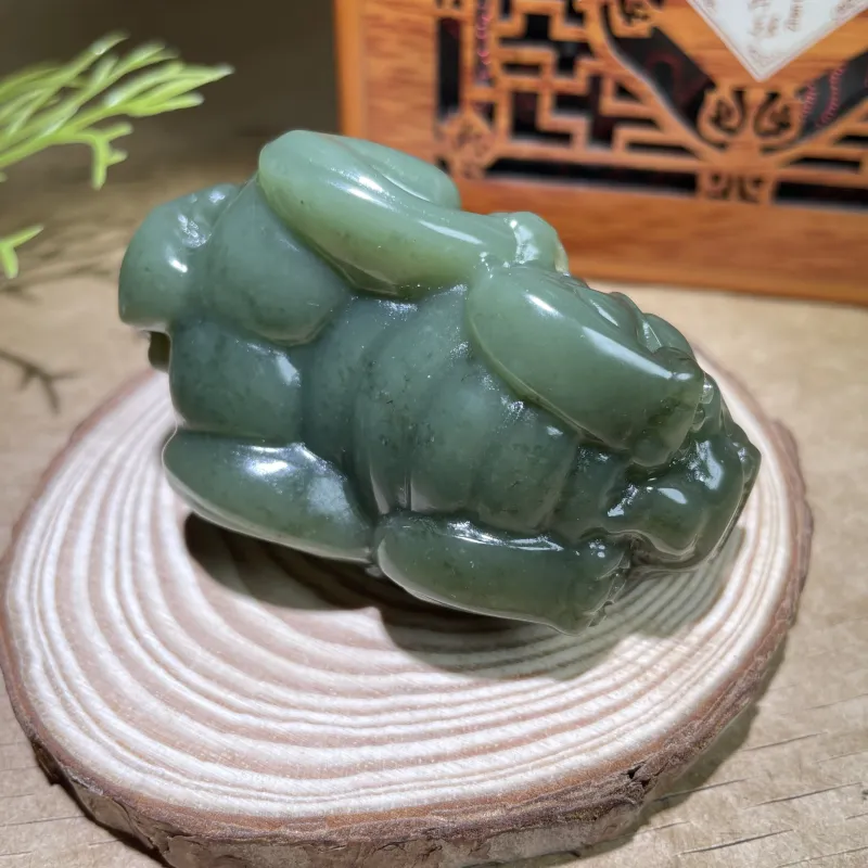 BUDOUXIAOAI Hetian Jade Handheld Piece Green Jade Unisex-3