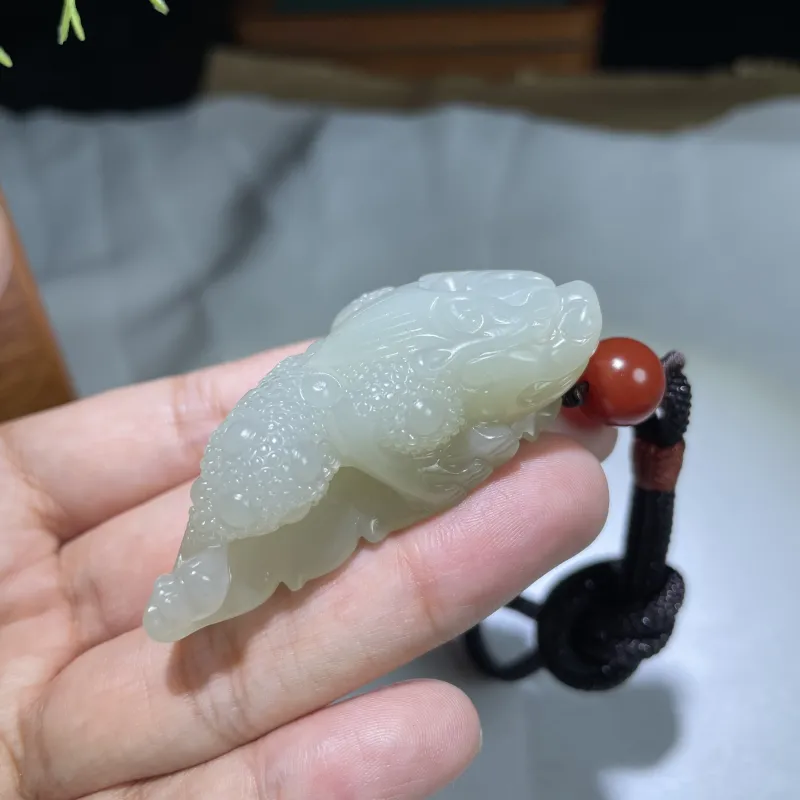 BUDOUXIAOAI Hetian Jade Handheld Piece White Jade Unisex-6