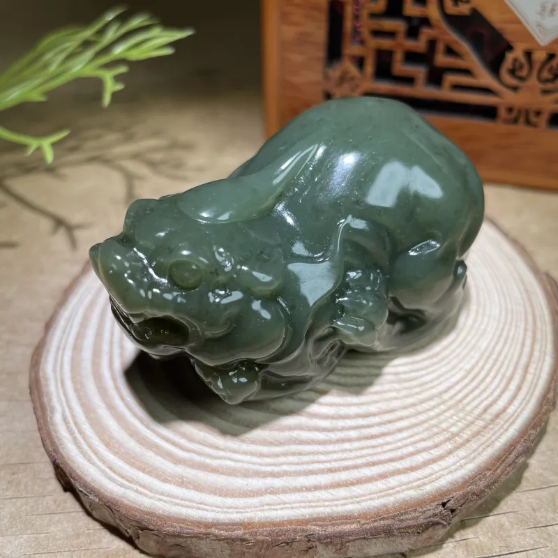 BUDOUXIAOAI Hetian Jade Handheld Piece Green Jade Unisex-1