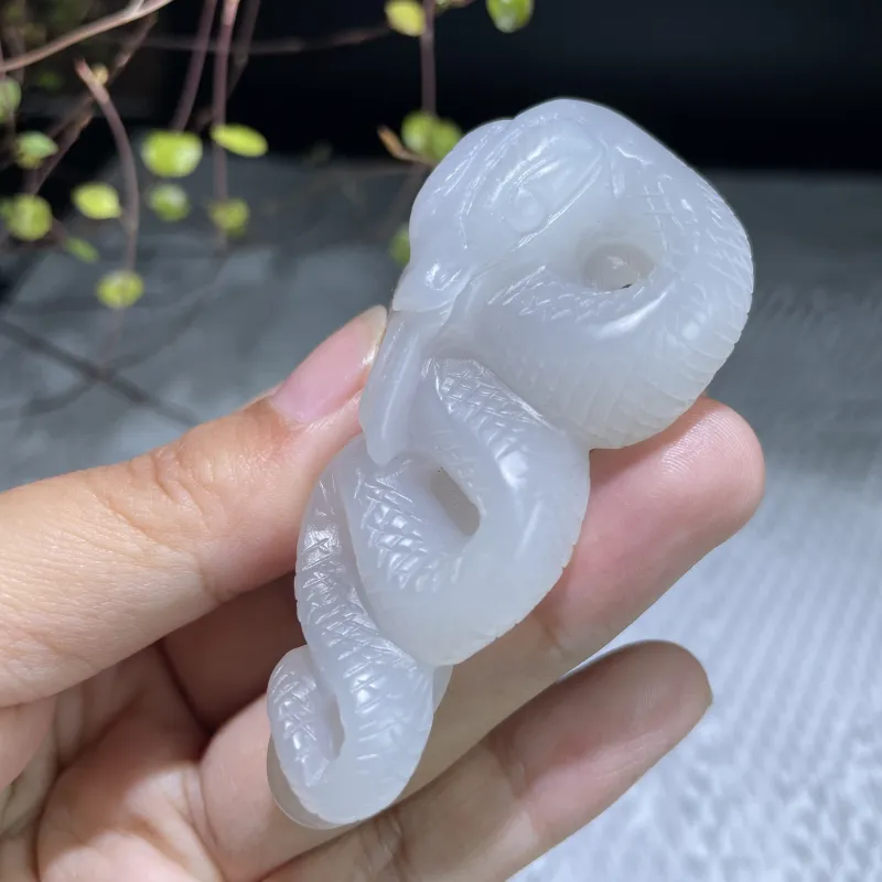BUDOUXIAOAI Hetian Jade Handheld Piece White Jade Men's-4