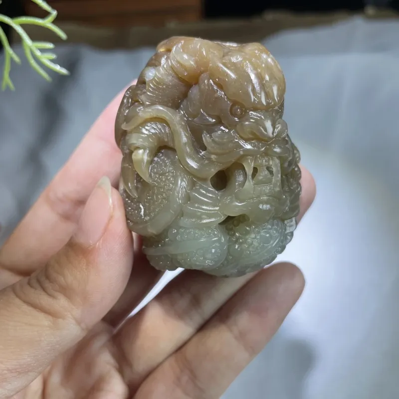 BUDOUXIAOAI Hetian Jade Handheld Piece Sugar Jade Men's-2