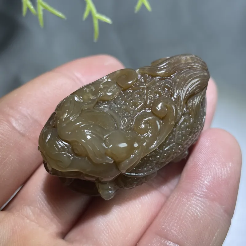 BUDOUXIAOAI Hetian Jade Handheld Piece Sugar Jade Unisex-5