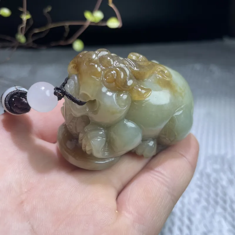 BUDOUXIAOAI Hetian Jade Handheld Piece White Jade/Pale Greenish White Jade Men's-4