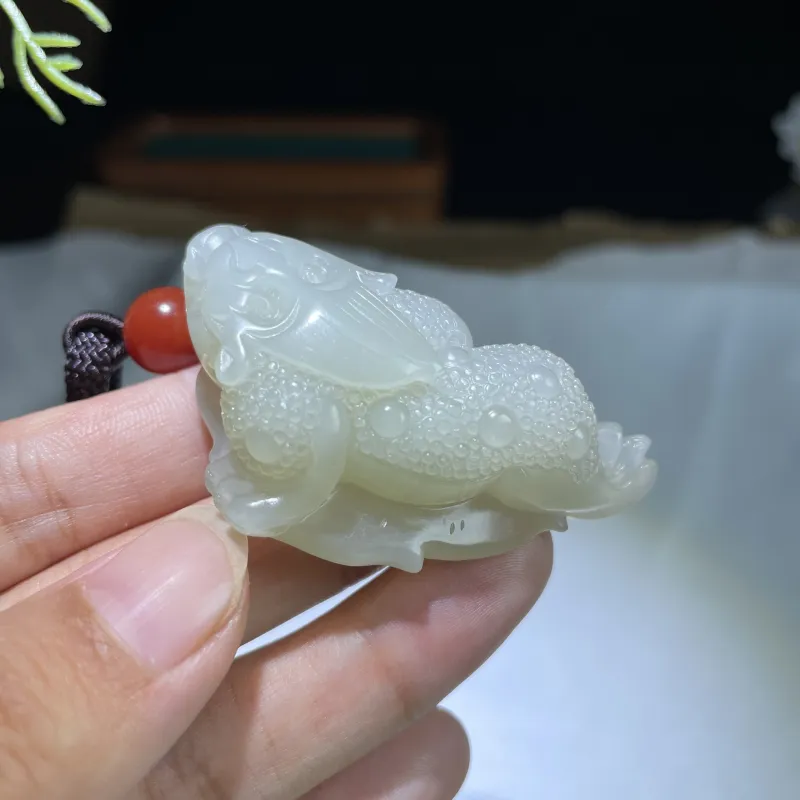 BUDOUXIAOAI Hetian Jade Handheld Piece White Jade Unisex-2
