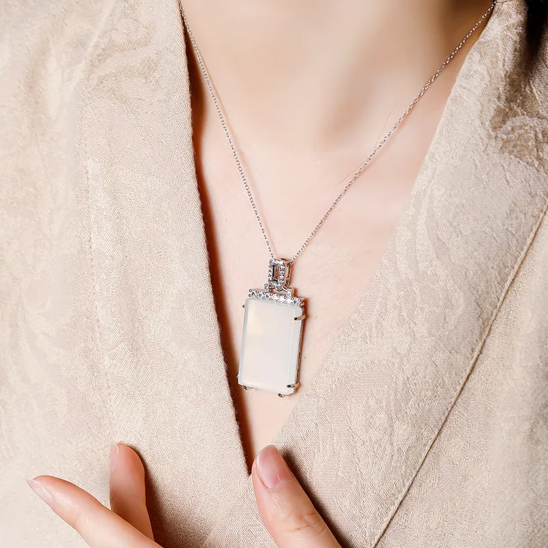 BUDOUXIAOAI Natural Chalcedony Necklaces Unisex-3
