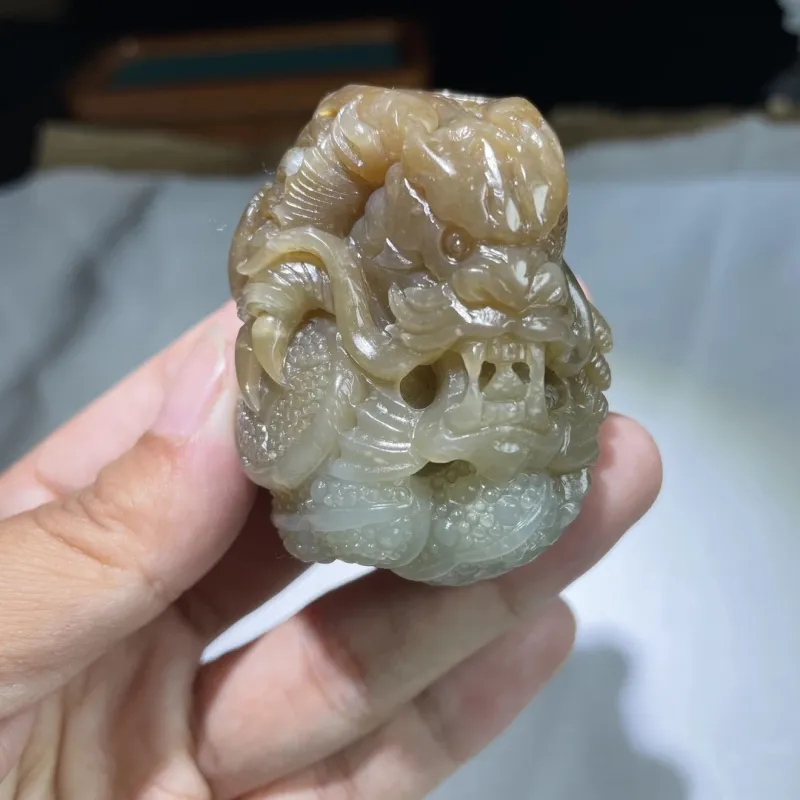 BUDOUXIAOAI Hetian Jade Handheld Piece Sugar Jade Men's-5