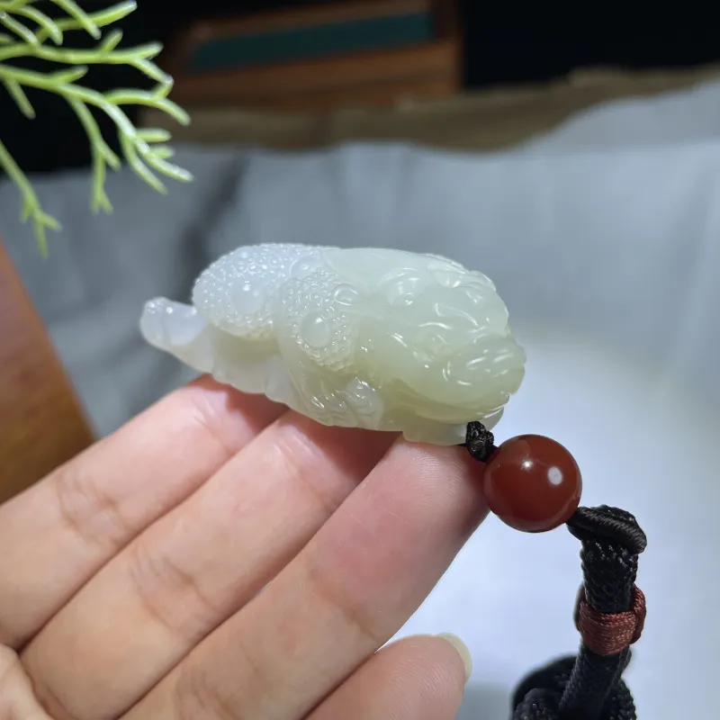 BUDOUXIAOAI Hetian Jade Handheld Piece White Jade Unisex-3
