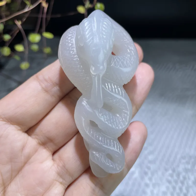 BUDOUXIAOAI Hetian Jade Handheld Piece White Jade Men's-1