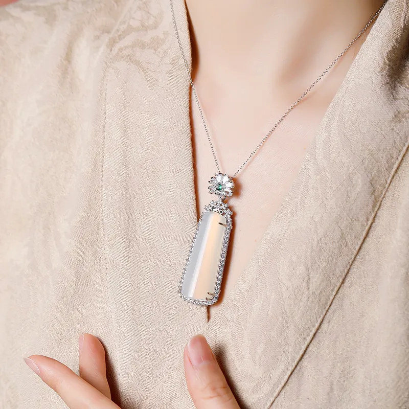 BUDOUXIAOAI Natural Chalcedony Necklaces Unisex-3