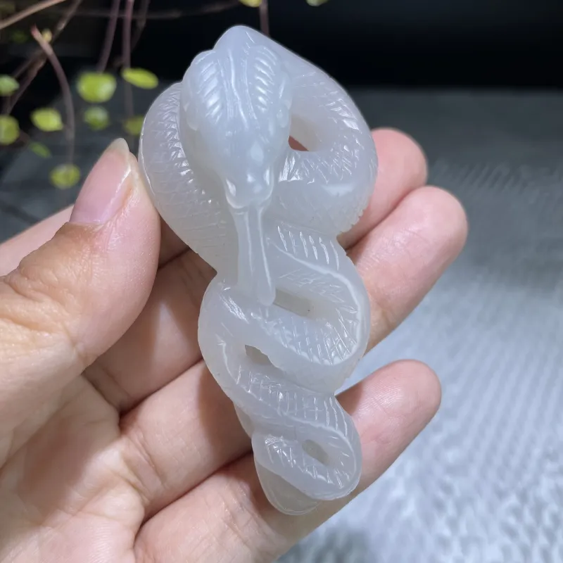 BUDOUXIAOAI Hetian Jade Handheld Piece White Jade Men's-2
