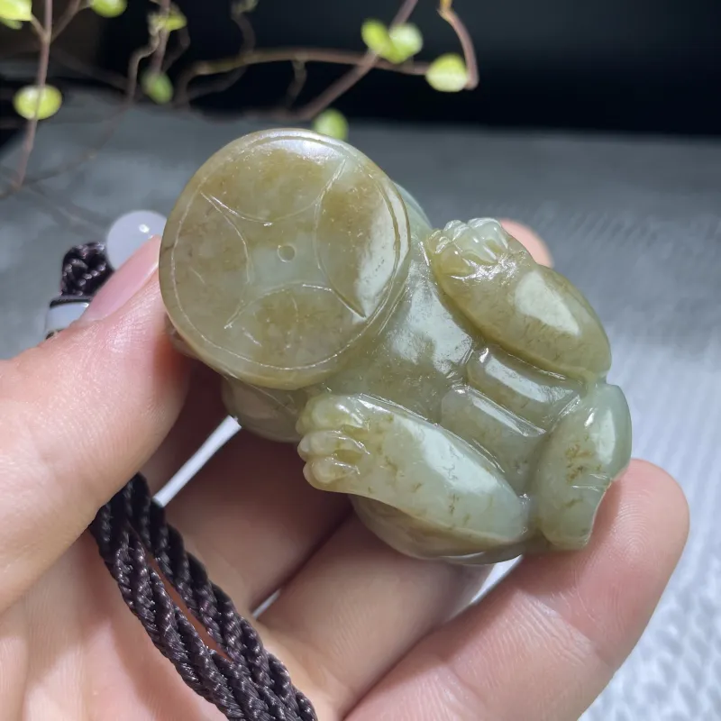 BUDOUXIAOAI Hetian Jade Handheld Piece White Jade/Pale Greenish White Jade Men's-5