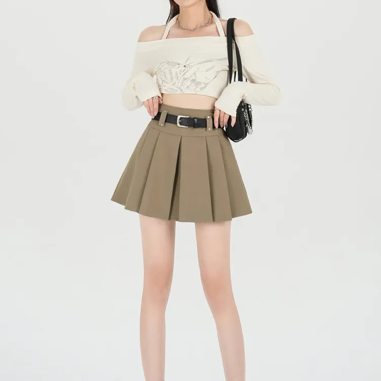 KEAB Casual Short Skirts Women's Khaki-2