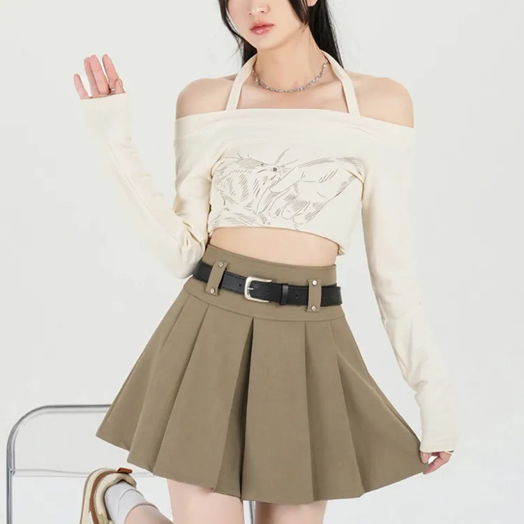 KEAB Casual Short Skirts Women's Khaki-4