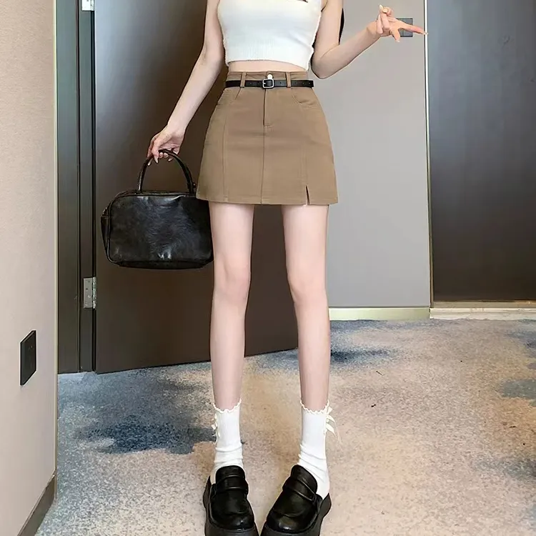 KEAB Casual Short Skirts Women's Khaki-2