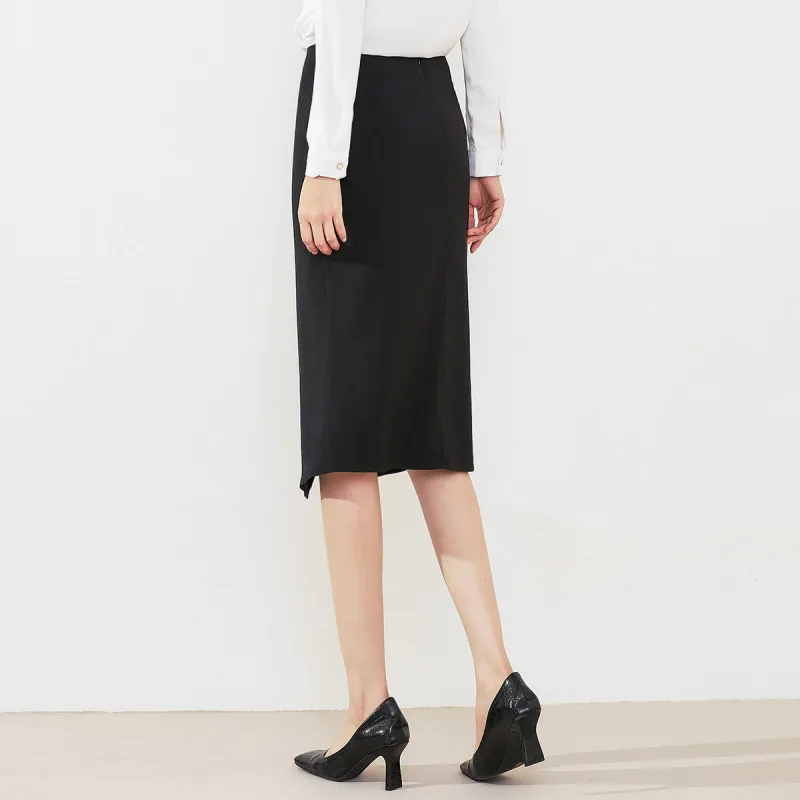 Romon Casual Long Skirt Women's Black-3