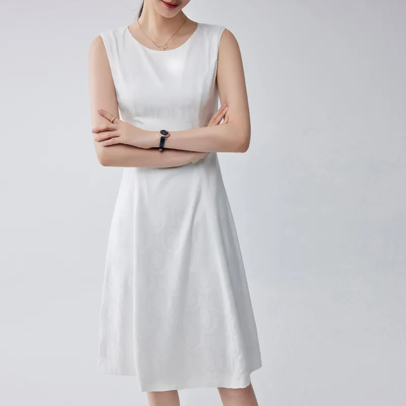 Romon Sleeveless Dresses Women's White-2