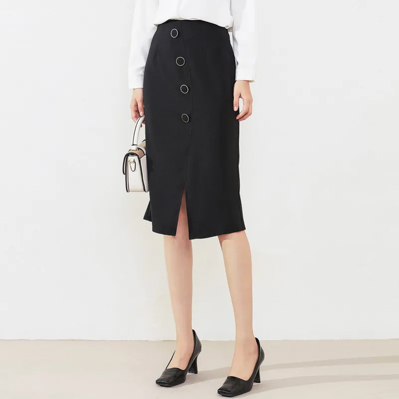 Romon Casual Long Skirt Women's Black-2