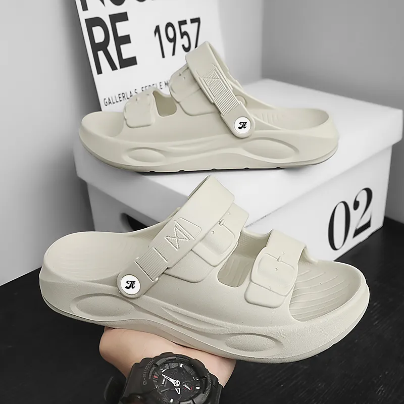 Tonlion Beach Sandals Men White/Khaki/Light Gray/Black-9