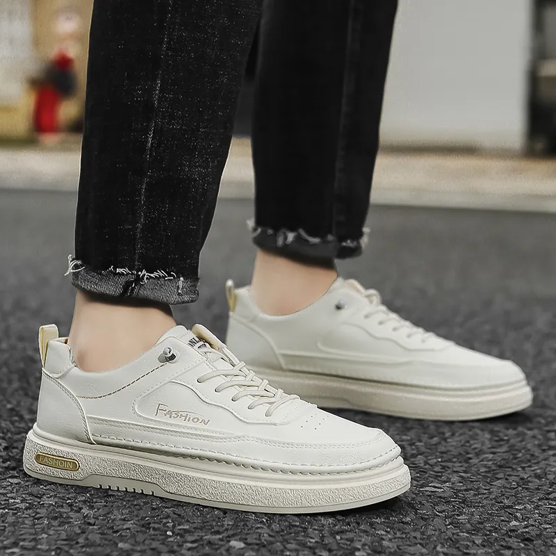 Tonlion Casual Shoes Men Low Top White/Beige-11