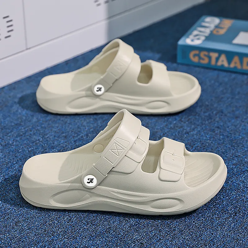 Tonlion Beach Sandals Men White/Khaki/Light Gray/Black-10