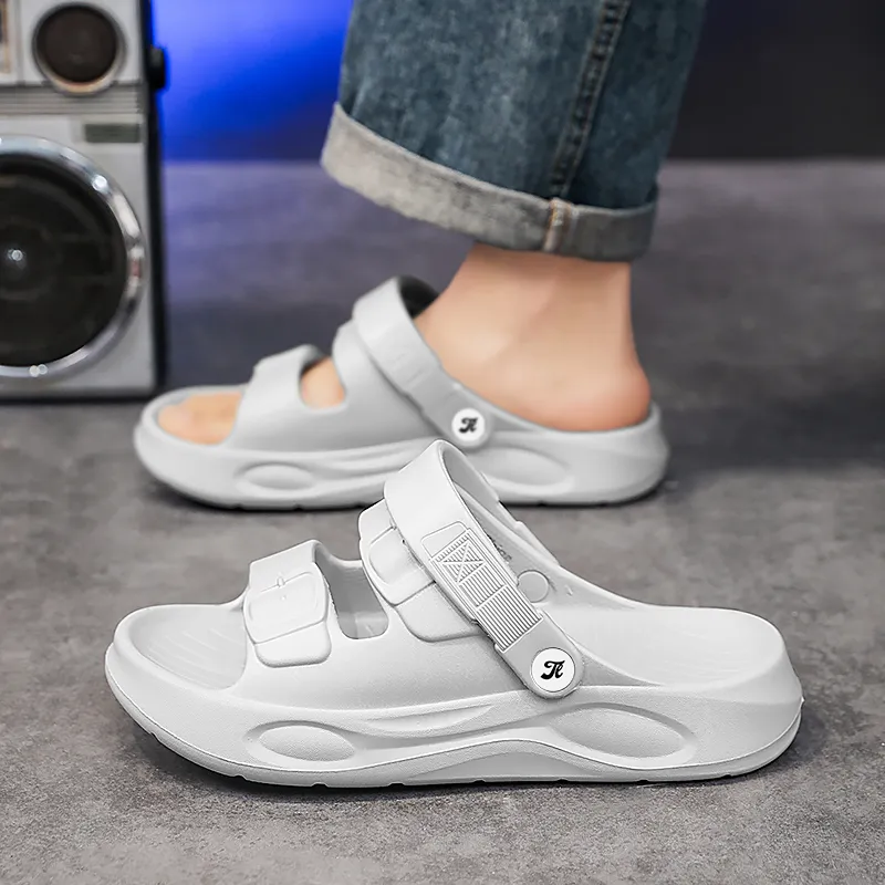 Tonlion Beach Sandals Men White/Khaki/Light Gray/Black-18