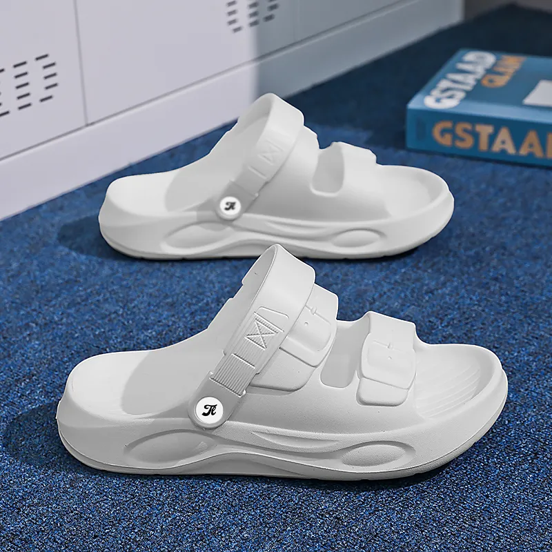 Tonlion Beach Sandals Men White/Khaki/Light Gray/Black-3