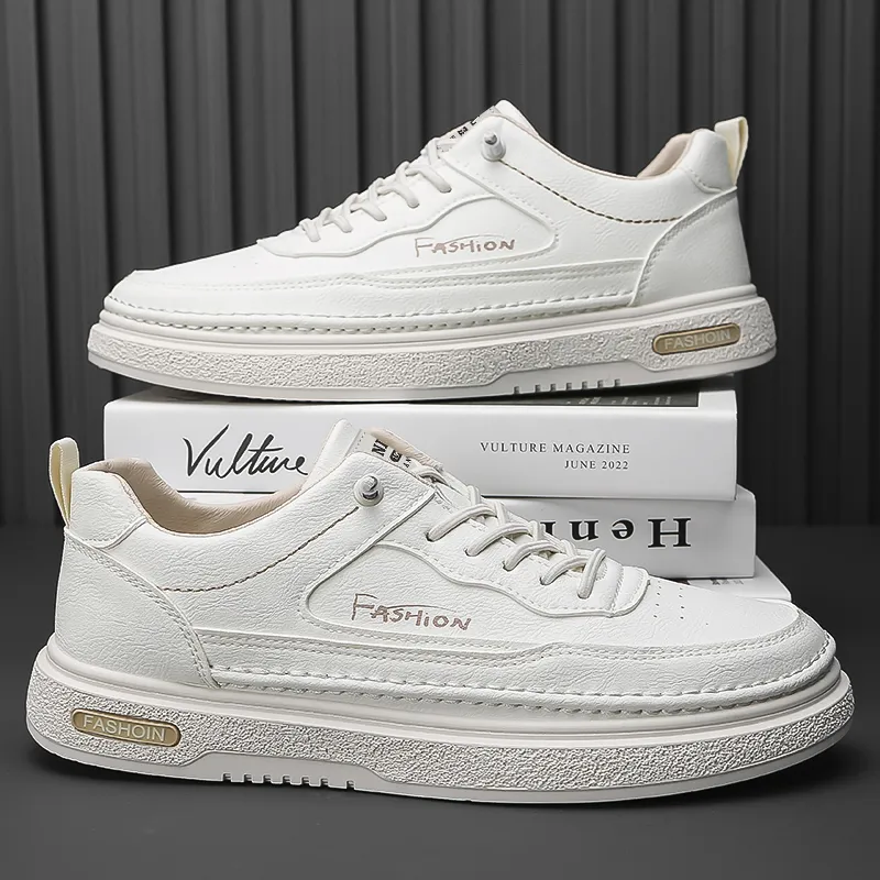 Tonlion Casual Shoes Men Low Top White/Beige-10