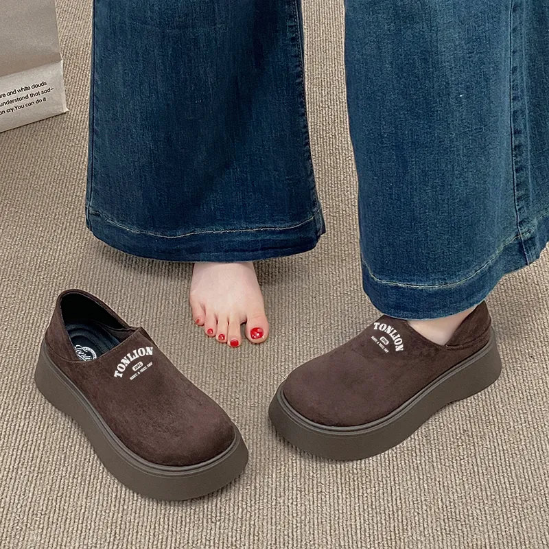 Tonlion Casual Single Shoes Women's Brown-3