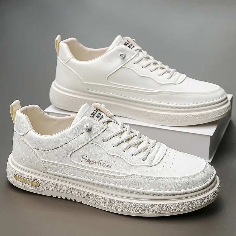 Tonlion Casual Shoes Men Low Top White/Beige-8