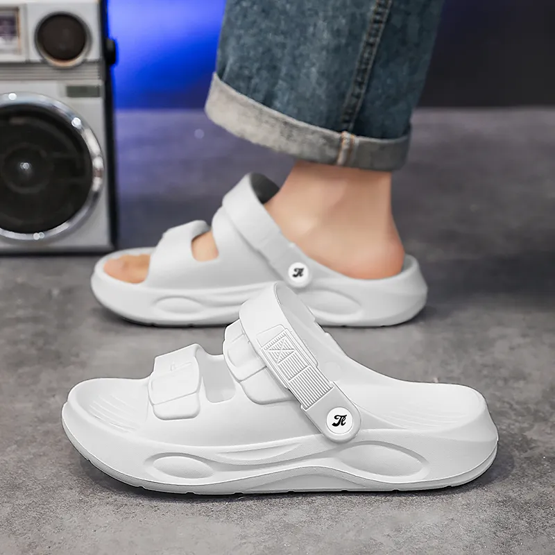 Tonlion Beach Sandals Men White/Khaki/Light Gray/Black-4