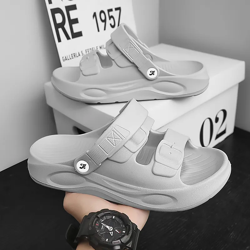 Tonlion Beach Sandals Men White/Khaki/Light Gray/Black-16