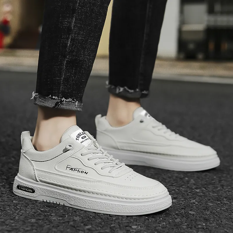 Tonlion Casual Shoes Men Low Top White/Beige-5
