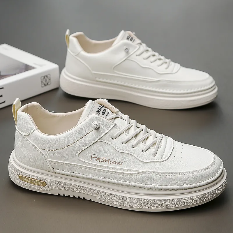 Tonlion Casual Shoes Men Low Top White/Beige-9