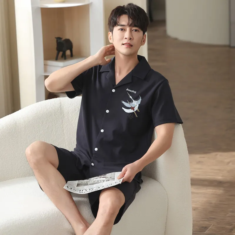 MADALLO Pajama Set Men's Black Crane-2