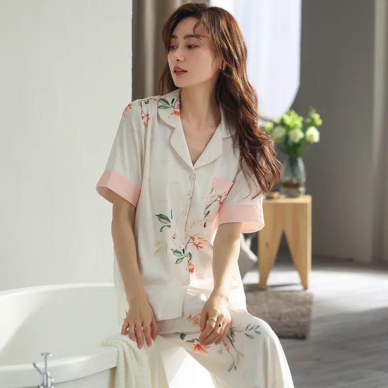 MADALLO Pajama Set Women's Pink White-1