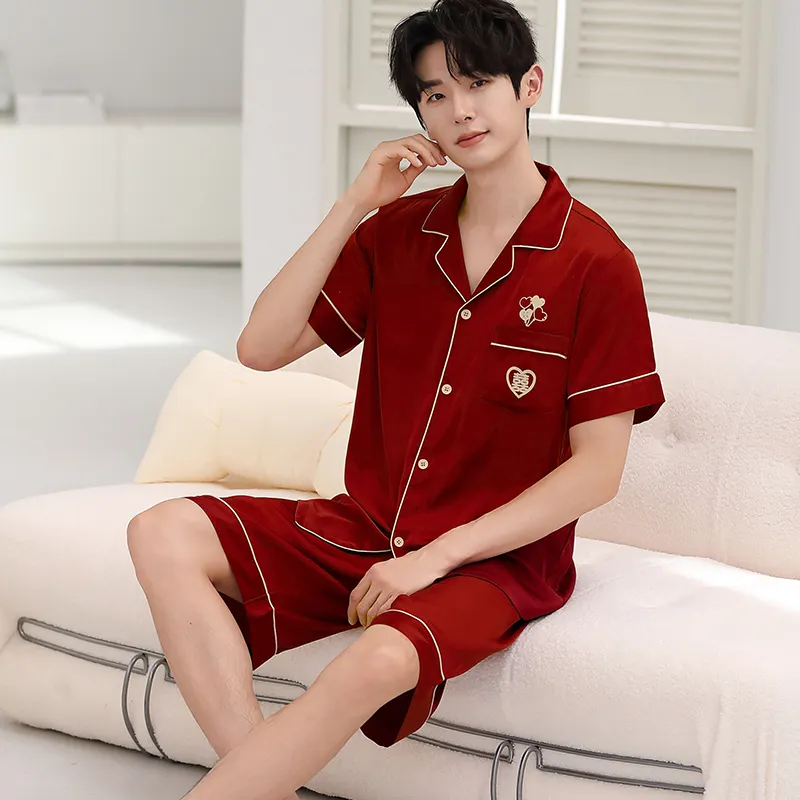 MADALLO Pajama Set Men's Double Happiness Red-3