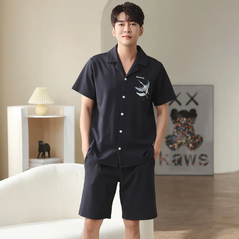 MADALLO Pajama Set Men's Black Crane-4