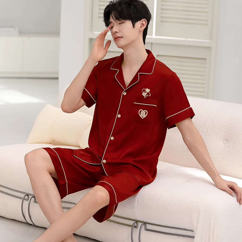 MADALLO Pajama Set Men's Double Happiness Red-2